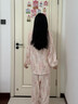 婧麒（JOYNCLEON）送胸墊月子服女夏薄款竹棉8月份7產(chǎn)后孕婦睡衣哺乳待產(chǎn)家居服 粉色玫瑰【竹棉紗·透氣排汗快】 L 曬單實拍圖
