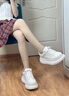 莎萊茜（SALAXI）2025秋冬新款潮牌情侶面包鞋女款百搭時尚小眾厚底增高休閑板鞋男 白色 36 【女款】 曬單實拍圖