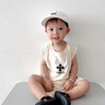 G.DUCKKIDS一歲寶寶嬰兒夏天衣服分體套裝男童夏裝男孩夏季薄款無(wú)袖時(shí)髦 米白四葉背心套裝 80 建議身高70-80cm年齡1-2歲 曬單實(shí)拍圖