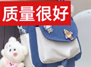 viney斜挎包包女包單肩包帆布包洋氣少女學生小布包生日禮物送女友老婆 【藍色+隨機徽章+小鴨掛件】實用 曬單實拍圖