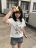 江南先生NewJNXS 動物哲學美式復(fù)古蕾絲邊印花短袖T恤情侶寬松夏裝半袖男 白色短款 M 曬單實拍圖