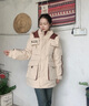 鴨鴨中長(zhǎng)款羽絨服女2025冬季新款撞色連帽收腰時(shí)尚加厚顯瘦派克服外套 酒紅色 M 曬單實(shí)拍圖
