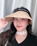 目丸夏季拉菲草防曬空頂帽女沙灘出游草帽大檐遮陽(yáng)帽防紫外線(xiàn)太陽(yáng)帽子 曬單實(shí)拍圖