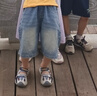 左西男童短褲兒童牛仔褲子2025新款中大童夏裝五分褲 淺牛仔色 140 曬單實(shí)拍圖