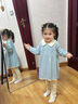 幼歌（YOUGE）嬰幼兒2025秋季新款花邊娃娃領(lǐng)連衣裙純棉森系柔軟裙子 藍色 100 cm 曬單實拍圖