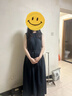 BASIC HOUSE/百家好簡約通勤無袖連衣裙女2025夏季顯瘦A字大擺裙 藏青色 M 曬單實(shí)拍圖