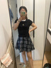 DZZIT地素短款格子半身裙秋冬甜酷少女百褶裙短裙女 深藍色 S 曬單實拍圖