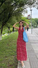 多菲尼森 明媚春日紅色碎花掛脖吊帶連衣裙2025女夏季海邊度假露背裙 復古碎花掛脖連衣裙紅色 S 【80-95斤】 曬單實(shí)拍圖