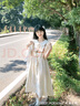 紫蒙連衣裙夏季2024新款法式長裙學生少女高中初中生女生衣服裙子夏天 時尚韓版杏色 均碼（可備注碼數） 曬單實拍圖