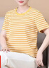 【純棉】中老年媽媽裝短袖女裝2025夏季寬松條紋上衣大碼T恤 黃條紋 3XL 推薦100-120斤 曬單實(shí)拍圖