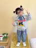 G.DUCKKIDS童裝女童牛仔褲春秋季兒童褲子中小童刺繡庫洛米長褲女寶寶闊腿褲 藍色春秋款 140碼建議130-140cm9-10歲 曬單實拍圖