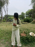 H's針織衫女竹節(jié)紗涼感25夏新款防曬透氣毛衣寬松長(zhǎng)袖T恤打底衫 綠米色 M 曬單實(shí)拍圖