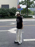 Foss Phil冰絲褲子男春夏季薄款高級感寬松垂感直筒休閑褲CK2558白色XL 曬單實(shí)拍圖