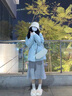 DRPR品牌女裝新品拼接羽絨服外套女白鴨絨小香風(fēng)2025冬季小個(gè)子收腰 藍色 S 曬單實(shí)拍圖