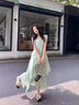 蕓蕁裙子女夏季2025新款韓系甜美度假吊帶夏季溫柔感多巴胺不規(guī)則下擺 連衣裙[送頭巾] L 曬單實拍圖
