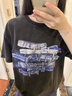 美洋（MEIYANG）藍調日記T 酷帥個(gè)性休閑寬松印花圓領(lǐng)短袖上衣t恤女 黑色 S 曬單實(shí)拍圖
