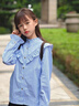 英氏（YEEHOO）女童襯衣兒童襯衫秋季時(shí)尚花邊領(lǐng)長袖中大童裝時(shí)尚上衣秋裝新款 豎條星星淺藍(lán)色 165 曬單實(shí)拍圖