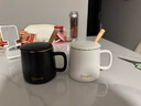 CLITON陶瓷馬克杯大容量帶勺蓋咖啡杯牛奶杯早餐杯辦公杯茶杯黑色350ml 曬單實拍圖