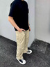 Cebrodz法國(guó) 透氣褲子男2025年夏季薄款男生工裝直筒男褲潮牌寬松休閑褲 卡其色 L 曬單實(shí)拍圖