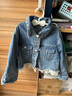 ASK JUNIOR女童外套2026春季牛仔外套翻領(lǐng)拼接蕾絲兒童休閑外套 曬單實(shí)拍圖