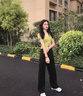 魯雅爾窄版闊腿休閑褲女夏季新款高腰垂感百搭西裝褲小個(gè)子顯高直筒褲子 黑色 M 曬單實(shí)拍圖