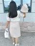 蕭遇（XIAOYU）2025年春天夏季新款女士兩件套裝法式連衣裙小個子穿搭配氣質(zhì)衣服 上衣+裙子 S 85-98斤 曬單實拍圖