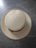 ALBINELE草帽女夏天復古英倫平頂禮帽韓版沙灘帽防曬遮陽(yáng)帽ins網(wǎng)紅平頂帽 米色 可調節 (55-60cm) 曬單實(shí)拍圖