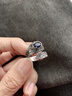 古西GUXI【暗影之觸】歐美復古925銀戒指男高級感藍鋯石花紋指環(huán)個(gè)性 約8碼（開(kāi)口可輕微調節） 曬單實(shí)拍圖