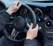 微尚汽車方向盤(pán)套真皮保護(hù)套吸汗防滑超薄四季通用奔馳豐田寶馬大眾 黑色黑線 圓形 曬單實(shí)拍圖