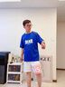 NASADKGM短褲男夏季新款拼色字母短褲男女情侶款運(yùn)動(dòng)休閑百搭寬松五分褲 白粉 XL （建議125-140斤） 曬單實(shí)拍圖