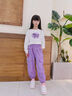 moonkids女童休閑褲新款褲子春秋寶寶工裝褲兒童衛(wèi)褲運(yùn)動(dòng)長褲2025新款秋裝 16096紫色（純棉春秋款） 140 cm 曬單實(shí)拍圖