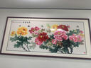 俏繪新中式客廳裝飾畫牡丹花開富貴沙發(fā)背景墻畫臥室床頭掛畫書房國畫 花開富貴A款 175*80cm晶瓷+實木邊框 曬單實拍圖
