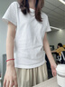 回力白色短袖t恤女正肩2025新款夏裝顯瘦遮肚子休閑半袖夏季純棉體恤 曬單實(shí)拍圖