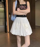 小野七天蝴蝶結花苞半身裙女春夏季新款高腰顯瘦氣質(zhì)A字蓬蓬短裙女裝裙子 花苞短裙【白色 M】 曬單實(shí)拍圖