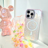 FUNNY RICH薄荷小花適用iPhone16ProMax手機(jī)殼漸變色蘋果15pro透明新款保護(hù)套磁吸女14防摔ins小清新可愛 撞色粉綠（磁吸款） iphone16 Pro Max 曬單實(shí)拍圖