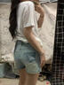 燦圖美式潮流牛仔半身裙女夏季新款辣妹緊身顯瘦百搭a字包臀超短熱褲 淺藍色 M 【建議90-100斤】 曬單實(shí)拍圖