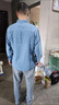 工地電焊工防燙耐磨工作服棉質(zhì)襯衫男春夏新款長袖牛仔外套上衣男 牛仔襯衫淺藍(lán) XL （建議130-140斤e 曬單實(shí)拍圖