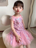 G.DUCKKIDS童裝女童連衣裙夏季新款兒童美人魚(yú)公主裙亮片紗裙小女孩禮服裙 粉色+蝴蝶結發(fā)卡 110 (建議身高100-110 4-5歲) 曬單實(shí)拍圖