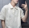 GXG男裝 肌理感提花男士休閑時(shí)尚翻領(lǐng)POLO衫短袖體恤24夏季新品 杏色 XL 曬單實(shí)拍圖