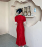 泰勒馬丁新中式紅色旗袍新娘敬酒服2025新款訂婚結(jié)婚連衣裙出閣服婚禮服 QP11(僅女裝) S 曬單實(shí)拍圖