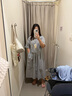 無印良品（MUJI）女式 涼感 短袖襯衫連衣裙女裝裙子純棉25年夏季長裙涼感物語 灰色條紋 M (160/84A) 曬單實(shí)拍圖