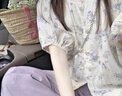 樂芬蘭（LeFenLan）休閑褲女裝套裝2025夏季衣服新款時尚減齡氣質小清新九分褲兩件套 上衣+褲子 S 曬單實拍圖