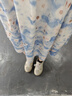沐霓大碼法式茶歇碎花連衣裙女2025新款夏季裙子胖mm遮肚顯瘦A字短裙 法式茶歇碎花連衣裙藍(lán)色 L 曬單實(shí)拍圖