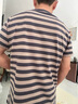MAGIOPY奢侈高端品牌2025夏季短袖T恤男士中青年圓領(lǐng)透氣條紋時尚休閑 杏灰 XL 曬單實拍圖