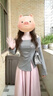 乖甜星春季高級感獨特絕美韓系減齡穿搭大方得體小香風一整套裝裙女夏季 灰色上衣+粉色裙子【套裝】 M 曬單實拍圖