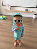 JEEMERY兒童泳衣嬰兒寶寶1-3歲男孩女童幼兒連體長袖帶帽沙灘游泳裝 湖藍2碼+防曬帽 適合80-90cm 曬單實拍圖