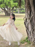 乖奇奇（ALERTCHYCHY）兒童禮服公主裙中國(guó)風(fēng)花童婚禮主持人女童鋼琴演奏演出服古箏服裝 香檳色1247中袖長(zhǎng)款 130 曬單實(shí)拍圖