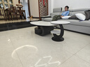 適航巖板茶幾客廳家用橢圓形茶幾桌子現(xiàn)代簡(jiǎn)約輕奢高級(jí)小戶型茶桌茶臺(tái) 組合黑架：純白巖板130+50 曬單實(shí)拍圖