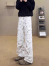POUM白色微喇牛仔褲男裝夏季新款美式高街vibe漆點(diǎn)設(shè)計(jì)感工裝直筒褲子 CH-C1151白色 XL 【120-135斤】 曬單實(shí)拍圖