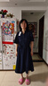 對白新中式立領(lǐng)撞色連衣裙女2025夏季新款垂感顯瘦連肩袖襯衫裙子 藏青色 L 曬單實(shí)拍圖